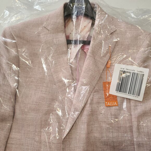 NWT Tallia Mens Slim-Fit Patterned Linen Pink Sport Lightweight Coat - Picture 3 of 6